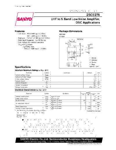 Sanyo 2sc5276  . Electronic Components Datasheets Active components Transistors Sanyo 2sc5276.pdf