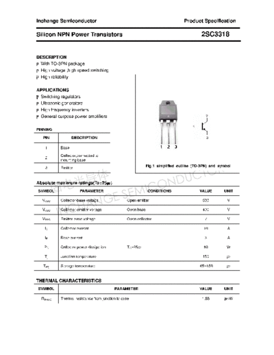 Inchange Semiconductor 2sc3318  . Electronic Components Datasheets Active components Transistors Inchange Semiconductor 2sc3318.pdf