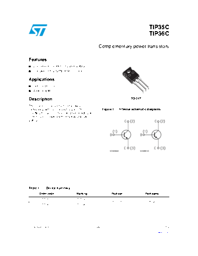 ST tip35c tip36c  . Electronic Components Datasheets Active components Transistors ST tip35c_tip36c.pdf