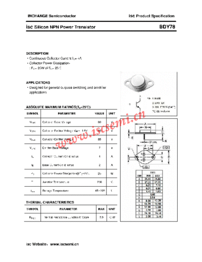 Inchange Semiconductor bdy78  . Electronic Components Datasheets Active components Transistors Inchange Semiconductor bdy78.pdf