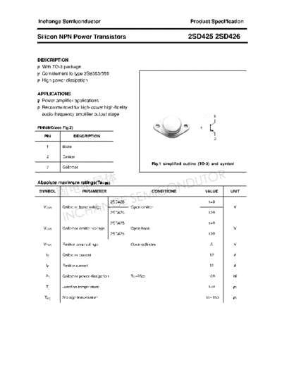 Inchange Semiconductor 2sd425 2sd426  . Electronic Components Datasheets Active components Transistors Inchange Semiconductor 2sd425_2sd426.pdf