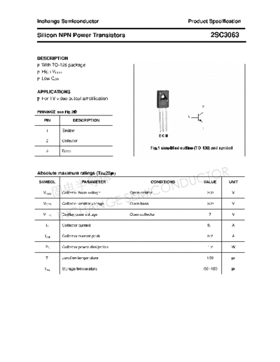 Inchange Semiconductor 2sc3063  . Electronic Components Datasheets Active components Transistors Inchange Semiconductor 2sc3063.pdf