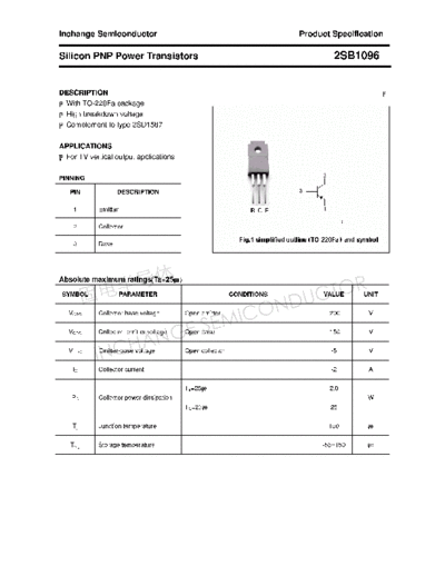 Inchange Semiconductor 2sb1096  . Electronic Components Datasheets Active components Transistors Inchange Semiconductor 2sb1096.pdf