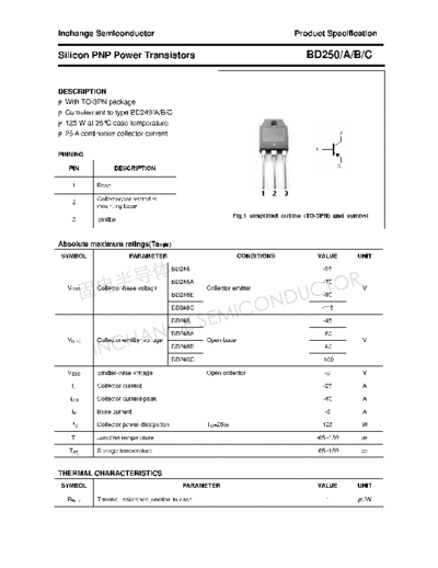 Inchange Semiconductor bd250 a b c  . Electronic Components Datasheets Active components Transistors Inchange Semiconductor bd250_a_b_c.pdf