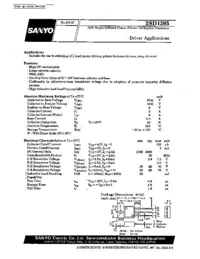Sanyo 2sd1395  . Electronic Components Datasheets Active components Transistors Sanyo 2sd1395.pdf