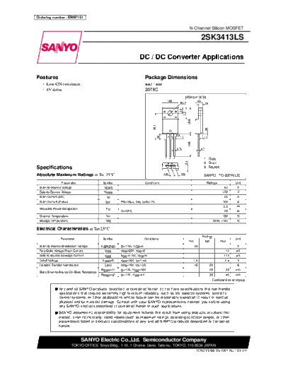 Sanyo 2sk3413ls  . Electronic Components Datasheets Active components Transistors Sanyo 2sk3413ls.pdf