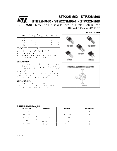 ST stp22nm60  . Electronic Components Datasheets Active components Transistors ST stp22nm60.pdf