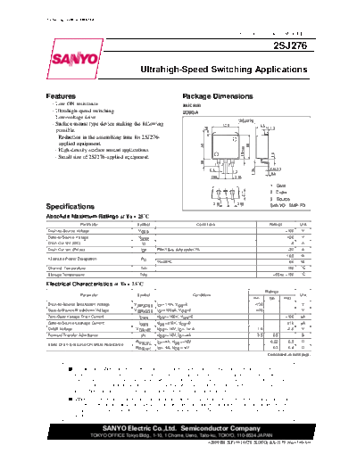 Sanyo 2sj276  . Electronic Components Datasheets Active components Transistors Sanyo 2sj276.pdf