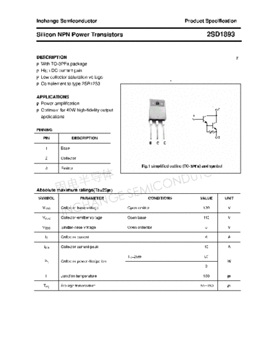 Inchange Semiconductor 2sd1893  . Electronic Components Datasheets Active components Transistors Inchange Semiconductor 2sd1893.pdf