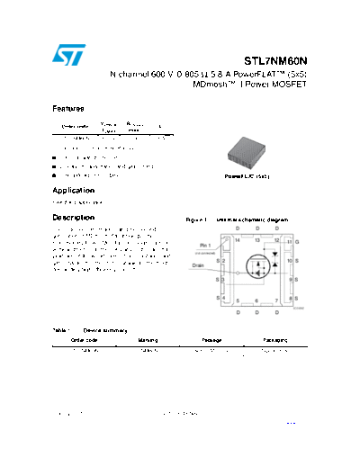 ST stl7nm60n  . Electronic Components Datasheets Active components Transistors ST stl7nm60n.pdf