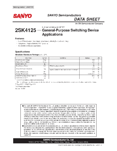 Sanyo 2sk4125  . Electronic Components Datasheets Active components Transistors Sanyo 2sk4125.pdf