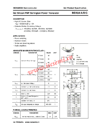 Inchange Semiconductor bdx84 a b c  . Electronic Components Datasheets Active components Transistors Inchange Semiconductor bdx84_a_b_c.pdf