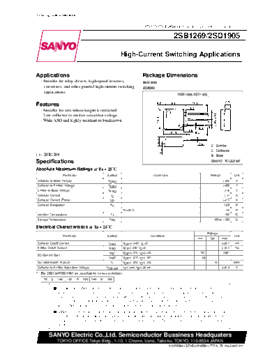 Sanyo 2sd1905  . Electronic Components Datasheets Active components Transistors Sanyo 2sd1905.pdf