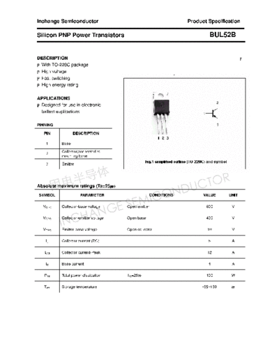Inchange Semiconductor bul52b  . Electronic Components Datasheets Active components Transistors Inchange Semiconductor bul52b.pdf