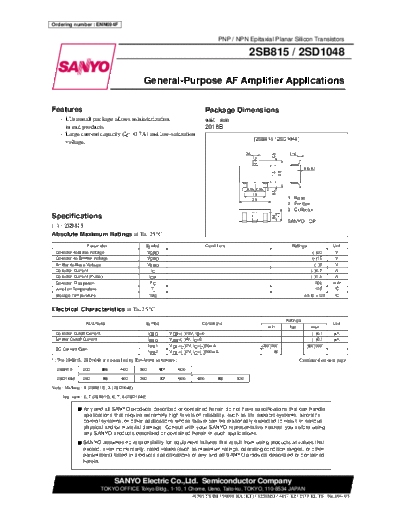 Sanyo 2sd1048  . Electronic Components Datasheets Active components Transistors Sanyo 2sd1048.pdf