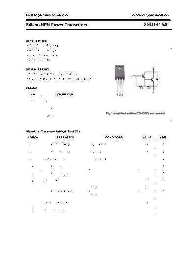 Inchange Semiconductor 2sd1415a  . Electronic Components Datasheets Active components Transistors Inchange Semiconductor 2sd1415a.pdf