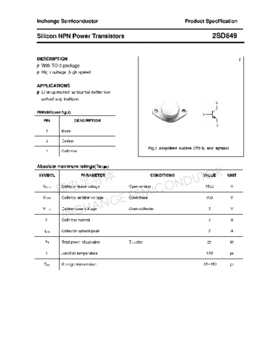 Inchange Semiconductor 2sd849  . Electronic Components Datasheets Active components Transistors Inchange Semiconductor 2sd849.pdf