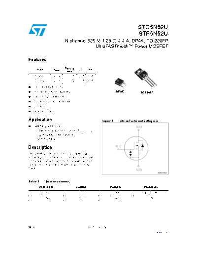 ST stf5n52u std5n52u  . Electronic Components Datasheets Active components Transistors ST stf5n52u_std5n52u.pdf