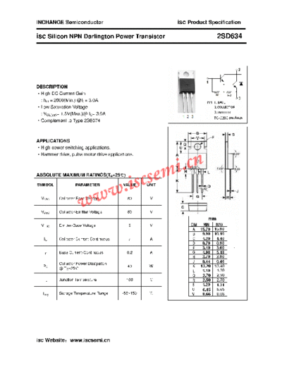 Inchange Semiconductor 2sd634  . Electronic Components Datasheets Active components Transistors Inchange Semiconductor 2sd634.pdf