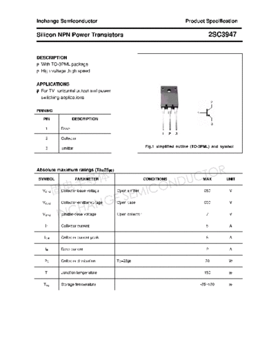 Inchange Semiconductor 2sc3947  . Electronic Components Datasheets Active components Transistors Inchange Semiconductor 2sc3947.pdf
