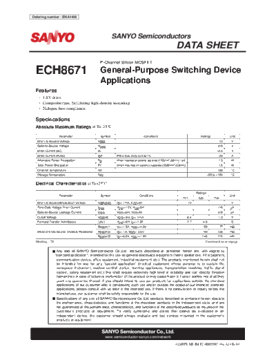 Sanyo ech8671  . Electronic Components Datasheets Active components Transistors Sanyo ech8671.pdf