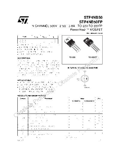 ST stp4nb50 stp4nb50fp  . Electronic Components Datasheets Active components Transistors ST stp4nb50_stp4nb50fp.pdf