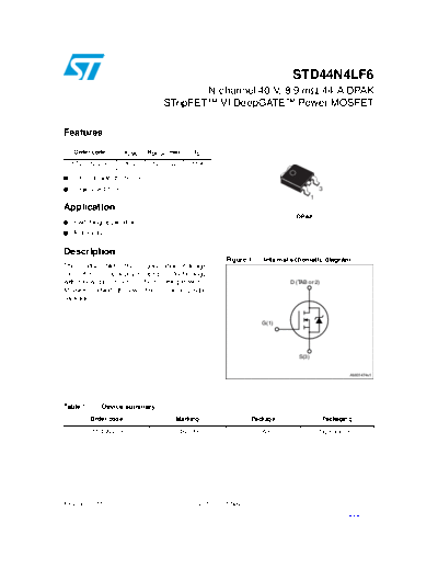 ST std44n4lf6  . Electronic Components Datasheets Active components Transistors ST std44n4lf6.pdf