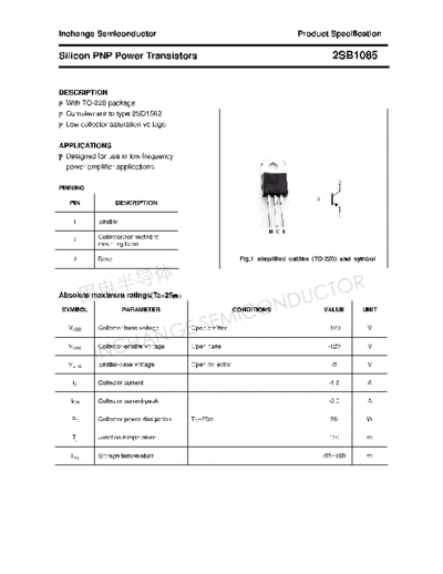 Inchange Semiconductor 2sb1085  . Electronic Components Datasheets Active components Transistors Inchange Semiconductor 2sb1085.pdf