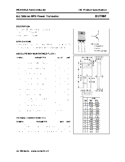 Inchange Semiconductor bu706f  . Electronic Components Datasheets Active components Transistors Inchange Semiconductor bu706f.pdf