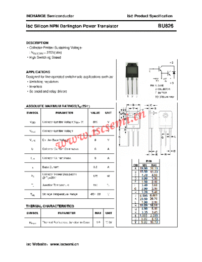 Inchange Semiconductor bu826  . Electronic Components Datasheets Active components Transistors Inchange Semiconductor bu826.pdf