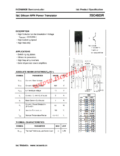 Inchange Semiconductor 2sc4603r  . Electronic Components Datasheets Active components Transistors Inchange Semiconductor 2sc4603r.pdf