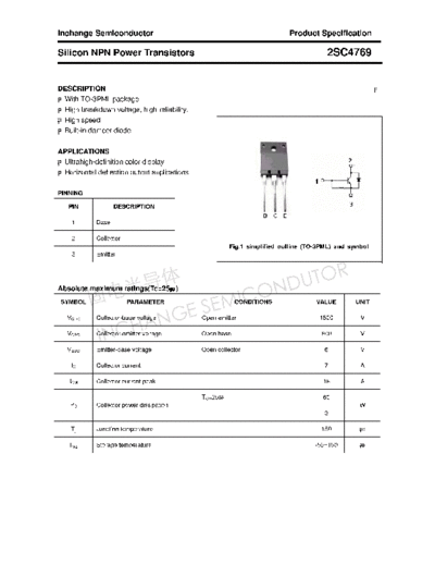 Inchange Semiconductor 2sc4769  . Electronic Components Datasheets Active components Transistors Inchange Semiconductor 2sc4769.pdf
