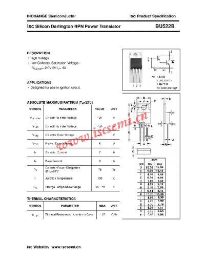 Inchange Semiconductor bu522b  . Electronic Components Datasheets Active components Transistors Inchange Semiconductor bu522b.pdf