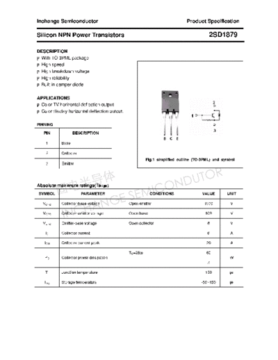Inchange Semiconductor 2sd1879  . Electronic Components Datasheets Active components Transistors Inchange Semiconductor 2sd1879.pdf