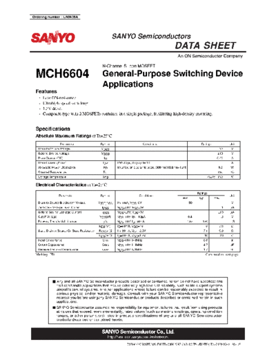 Sanyo mch6604  . Electronic Components Datasheets Active components Transistors Sanyo mch6604.pdf