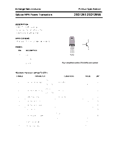 Inchange Semiconductor 2sd1265 2sd1265a  . Electronic Components Datasheets Active components Transistors Inchange Semiconductor 2sd1265_2sd1265a.pdf