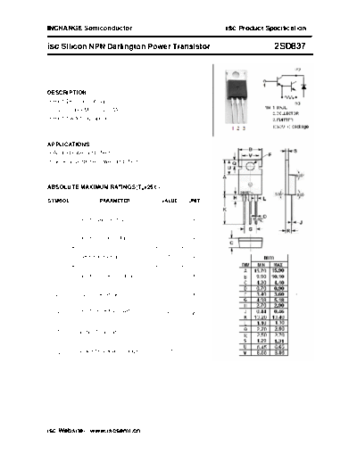 Inchange Semiconductor 2sd837  . Electronic Components Datasheets Active components Transistors Inchange Semiconductor 2sd837.pdf