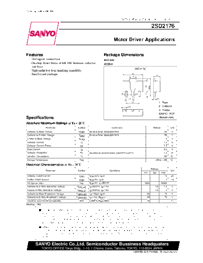 Sanyo 2sd2176  . Electronic Components Datasheets Active components Transistors Sanyo 2sd2176.pdf