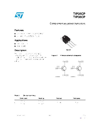 ST tip35cp tip36cp  . Electronic Components Datasheets Active components Transistors ST tip35cp_tip36cp.pdf
