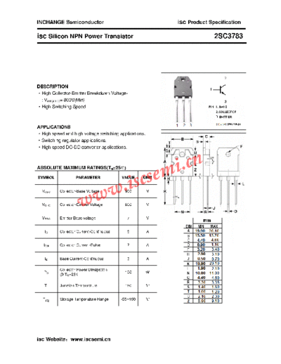 Inchange Semiconductor 2sc3783  . Electronic Components Datasheets Active components Transistors Inchange Semiconductor 2sc3783.pdf