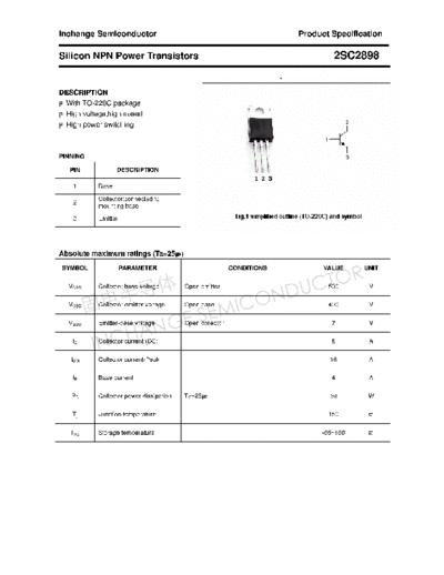 Inchange Semiconductor 2sc2898  . Electronic Components Datasheets Active components Transistors Inchange Semiconductor 2sc2898.pdf
