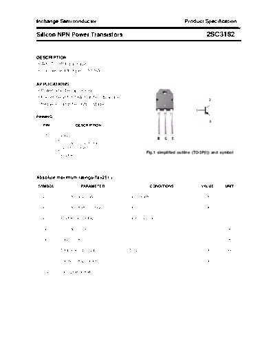 Inchange Semiconductor 2sc3182  . Electronic Components Datasheets Active components Transistors Inchange Semiconductor 2sc3182.pdf