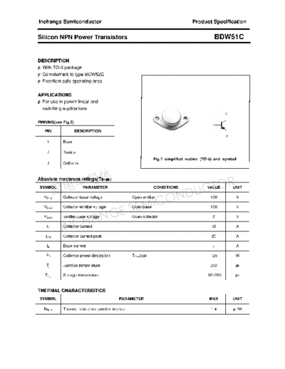 Inchange Semiconductor bdw51c  . Electronic Components Datasheets Active components Transistors Inchange Semiconductor bdw51c.pdf