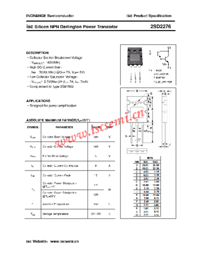 Inchange Semiconductor 2sd2276  . Electronic Components Datasheets Active components Transistors Inchange Semiconductor 2sd2276.pdf