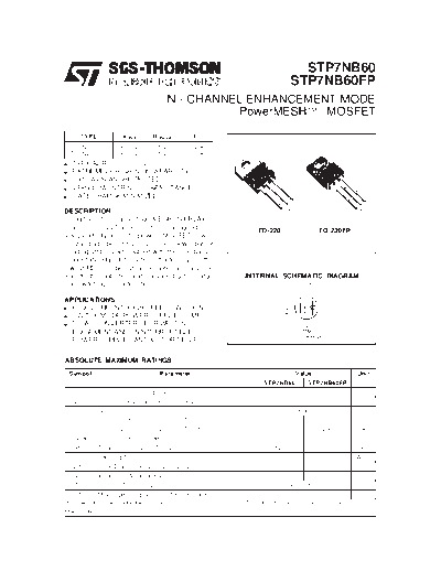 ST stp7nb60  . Electronic Components Datasheets Active components Transistors ST stp7nb60.pdf