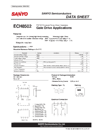 Sanyo ech8502  . Electronic Components Datasheets Active components Transistors Sanyo ech8502.pdf