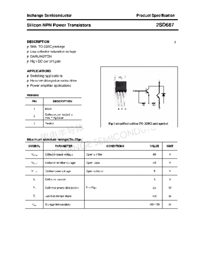 Inchange Semiconductor 2sd687  . Electronic Components Datasheets Active components Transistors Inchange Semiconductor 2sd687.pdf