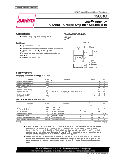 Sanyo 15c01c  . Electronic Components Datasheets Active components Transistors Sanyo 15c01c.pdf