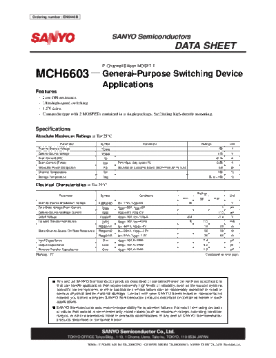 Sanyo mch6603  . Electronic Components Datasheets Active components Transistors Sanyo mch6603.pdf