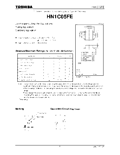 Toshiba hn1c05fe 071101  . Electronic Components Datasheets Active components Transistors Toshiba hn1c05fe_071101.pdf